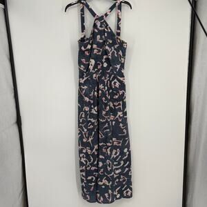 Cabi #5269 Women's Sz 8 Blue Floral Aurora Watercolor Halter Maxi Dress